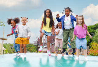 Hobbledown Heath Jumping pillow happy children